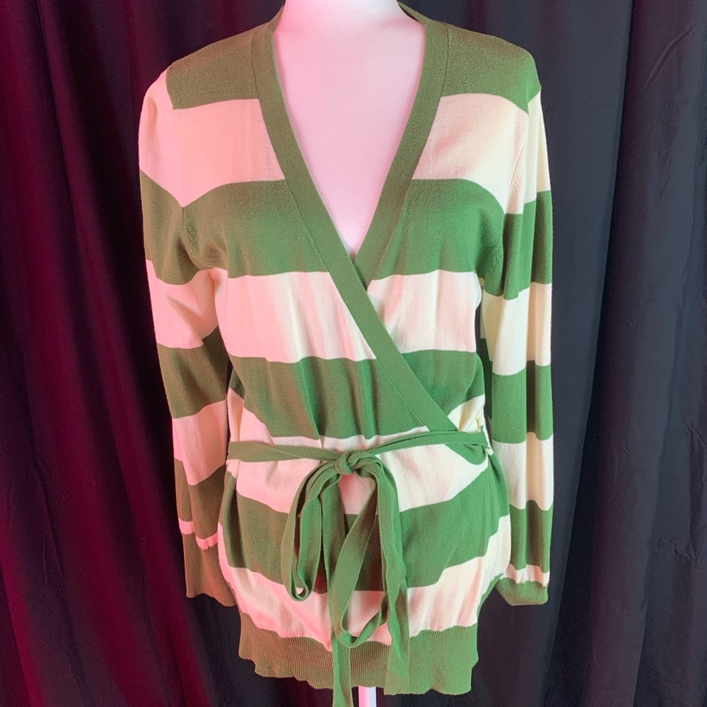 Old Navy green/cream wrap sweater with tags XL